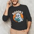 BOOOKS Cute Ghost Reading Books Halloween Unisex Long Sleeve T-Shirt