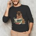 Capybara Glasses Reading Books Capybara Nerd Bookworm Unisex Long Sleeve T-Shirt