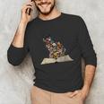 Cat Book Flowers Unisex Long Sleeve T-Shirt