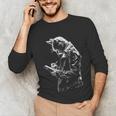 Cat Holds Book Writing Animal Print Motif Drawing Art Cat Unisex Long Sleeve T-Shirt Cat Holds Book Writing Animal Print Motif Drawing Art Cat Unisex Long Sleeve T-Shirt
