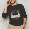 Cat On Open Book Mushrooms Ferns Dark Academia Unisex Long Sleeve T-Shirt Cat On Open Book Mushrooms Ferns Dark Academia Unisex Long Sleeve T-Shirt