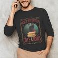 Cats And Books Lover Reading Literary Feline Humor Unisex Long Sleeve T-Shirt