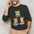 Cats Reading Book Lover Reading Bookworm Reader Unisex Long Sleeve T-Shirt