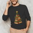 Christmas Book Tree Bookshelf Holiday For Readers Librarians Unisex Long Sleeve T-Shirt