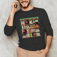 Christmas Cat Santa Bookshelves Book Lover Reader Unisex Long Sleeve T-Shirt
