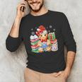Christmas Gingerbread Man Reading Book Snowflake Teacher Unisex Long Sleeve T-Shirt