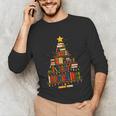 Christmas Tree Bookshelf Book Lover Library Men Women Kids Unisex Long Sleeve T-Shirt