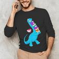 Cool Dinosaur Books Art For Men Women Libarian Book Lover Unisex Long Sleeve T-Shirt
