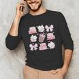 Coquette Bow Book Coffee Valentines Bookish Library Teacher Unisex Long Sleeve T-Shirt Coquette Bow Book Coffee Valentines Bookish Library Teacher Unisex Long Sleeve T-Shirt