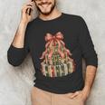 Coquette Christmas Book Tree Xmas Lights Librarian Teacher Unisex Long Sleeve T-Shirt