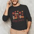 Cozy Season Autumn Leaves Books Pumpkins Fall Halloween Unisex Long Sleeve T-Shirt