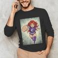 The Crimson Crescent 90s Retro Comic Book Superheroine Art Unisex Long Sleeve T-Shirt The Crimson Crescent 90s Retro Comic Book Superheroine Art Unisex Long Sleeve T-Shirt