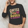 Crochet Coffee Reading Books Crocheter Crocheting Unisex Long Sleeve T-Shirt
