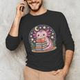 Cute Axolotl Reading Books Cozy Night Aesthetic Unisex Long Sleeve T-Shirt Cute Axolotl Reading Books Cozy Night Aesthetic Unisex Long Sleeve T-Shirt