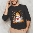 Cute Beanie Ghost Bookworm Cozy Book Reading Halloween Unisex Long Sleeve T-Shirt Cute Beanie Ghost Bookworm Cozy Book Reading Halloween Unisex Long Sleeve T-Shirt