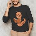 Cute Bookworm Worm Reading Book Glasses Nerdy Unisex Long Sleeve T-Shirt