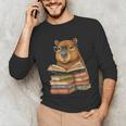 Cute Capybara Reading Books Animal Capybara Bookworms Unisex Long Sleeve T-Shirt Cute Capybara Reading Books Animal Capybara Bookworms Unisex Long Sleeve T-Shirt