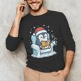 Cute Christmas Penguin Reading Book Cozy Winter Holiday Art Unisex Long Sleeve T-Shirt Cute Christmas Penguin Reading Book Cozy Winter Holiday Art Unisex Long Sleeve T-Shirt
