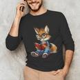 Cute Coyote With Book I Kids Coyote Unisex Long Sleeve T-Shirt