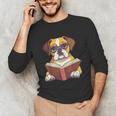 Cute Dog Boxer Reading Book Unisex Long Sleeve T-Shirt