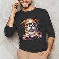 Cute Dog Puppy English Bulldog Reading Book Unisex Long Sleeve T-Shirt Cute Dog Puppy English Bulldog Reading Book Unisex Long Sleeve T-Shirt