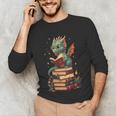Cute Dragon Reading Book Bookworm Dragons And Books Unisex Long Sleeve T-Shirt