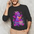 Cute Dragon Reading Books Bookworm Unisex Long Sleeve T-Shirt