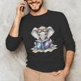 Cute Elephant Reading Universe Book Unisex Long Sleeve T-Shirt Cute Elephant Reading Universe Book Unisex Long Sleeve T-Shirt