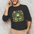 Cute Floral Frog Book Reading Unisex Long Sleeve T-Shirt
