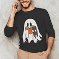 Cute Ghost Cat Reading Book Spooky Season Halloween Costume Unisex Long Sleeve T-Shirt Cute Ghost Cat Reading Book Spooky Season Halloween Costume Unisex Long Sleeve T-Shirt