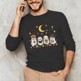 Cute Ghost Drinking Coffee Halloween Fall Ghost Book Reading Unisex Long Sleeve T-Shirt Cute Ghost Drinking Coffee Halloween Fall Ghost Book Reading Unisex Long Sleeve T-Shirt
