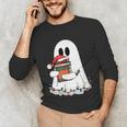 Cute Ghost Holding Books Bookish Christmas Unisex Long Sleeve T-Shirt