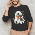 Cute Ghost Reading Book Spooky Season Halloween Costume Kids Unisex Long Sleeve T-Shirt Cute Ghost Reading Book Spooky Season Halloween Costume Kids Unisex Long Sleeve T-Shirt