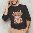 Cute Highland Cow Reading Book Unisex Long Sleeve T-Shirt Cute Highland Cow Reading Book Unisex Long Sleeve T-Shirt