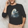Cute Manatee Reading Book Bookworm Readers Manatee Lover Unisex Long Sleeve T-Shirt