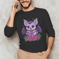 Cute Pastel Goth Bat Reading Book Unisex Long Sleeve T-Shirt Cute Pastel Goth Bat Reading Book Unisex Long Sleeve T-Shirt