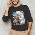 Cute Polar Bear Is Reading a Book Reading Polar Bear Unisex Long Sleeve T-Shirt