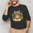 Cute Raccoon Reading Book Flowers Floral Unisex Long Sleeve T-Shirt Cute Raccoon Reading Book Flowers Floral Unisex Long Sleeve T-Shirt