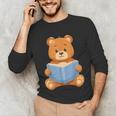 Cute Teddy Bear Reading Book Adorable For Readers Unisex Long Sleeve T-Shirt