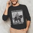 Defend Your Local Library Knight Cat Rider Book Lover Unisex Long Sleeve T-Shirt Defend Your Local Library Knight Cat Rider Book Lover Unisex Long Sleeve T-Shirt