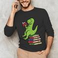 Dino Reading Read Reading Librarian Book Men Boys Kids Unisex Long Sleeve T-Shirt Dino Reading Read Reading Librarian Book Men Boys Kids Unisex Long Sleeve T-Shirt