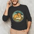 Dog Reading Book Rain Cozy Umbrella Cute Art Men Unisex Long Sleeve T-Shirt