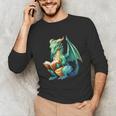 Dragon With Book Unisex Long Sleeve T-Shirt Dragon With Book Unisex Long Sleeve T-Shirt