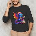 Dragon Reading a Book Bookworm Book Lover Unisex Long Sleeve T-Shirt