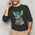 Dragon Reading Books Fantasy Lovers Mythical Creatures Unisex Long Sleeve T-Shirt Dragon Reading Books Fantasy Lovers Mythical Creatures Unisex Long Sleeve T-Shirt