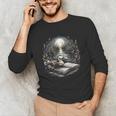 Duck Reading Book Full Moon Lake Scenery Unisex Long Sleeve T-Shirt Duck Reading Book Full Moon Lake Scenery Unisex Long Sleeve T-Shirt