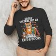 Easily Distracted By Cats And Books Book Lover Cat Unisex Long Sleeve T-Shirt Easily Distracted By Cats And Books Book Lover Cat Unisex Long Sleeve T-Shirt
