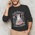 Easily Distracted By Cats And Books Reading Unisex Long Sleeve T-Shirt