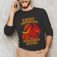 Easily Distracted By Dragons And Books Reading Unisex Long Sleeve T-Shirt Easily Distracted By Dragons And Books Reading Unisex Long Sleeve T-Shirt