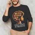Education Is Freedom Afro Woman Book Illustration Unisex Long Sleeve T-Shirt Education Is Freedom Afro Woman Book Illustration Unisex Long Sleeve T-Shirt